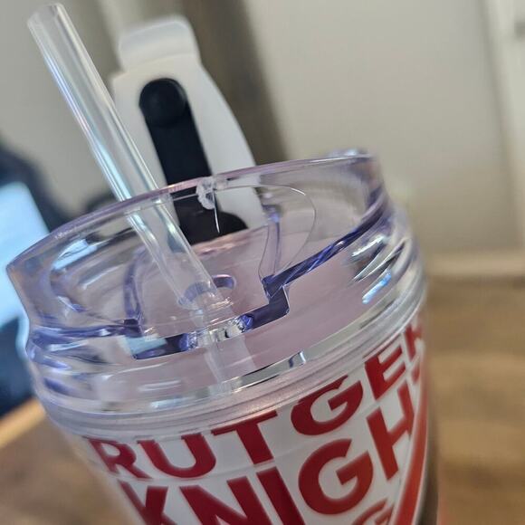 Rutgers University Scarlet Knights Tumbler Plastic With Straw Lid Red White - Picture 7 of 10